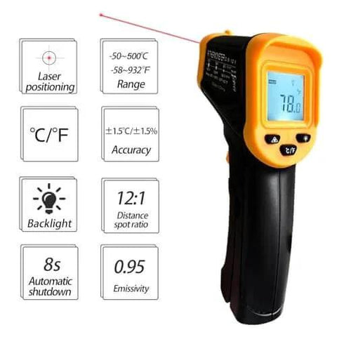 Digital Infrared Thermometer gun for cooking,BBQ,Pizza oven,Ir Thermometer with Backlight,-58℉~932℉(-50℃~500℃) Handheld