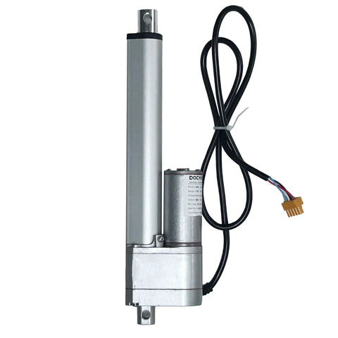 DOCYKE digital linear servo actuator, 150mm stroke, silver metal housing with black cables and yellow multi-pin connector