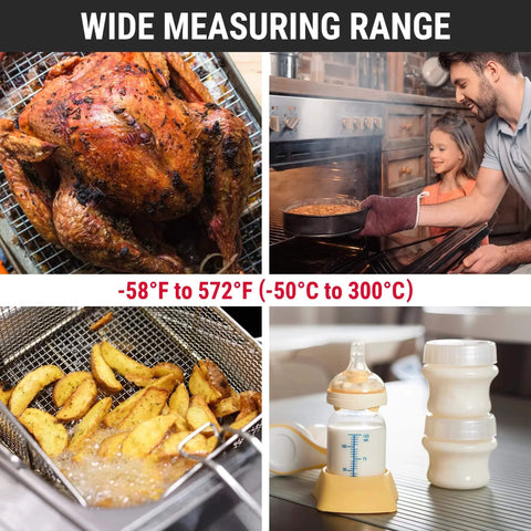 Digital Meat Thermometer for Cooking, Instant Read Thermometer with Backlight used for grilling, baking, frying, and milk temperature check