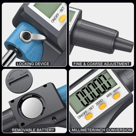 Digital Micrometer 0 To 1 Inch And 0 To 25 Mm With Large LCD Display 0.00005 Inch close-up showing features and controls