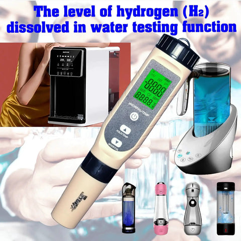 4 In 1 Digital pH ORP H2 Temperature Meter With ATC 0.01 Resolution featured with various testing functions for water.