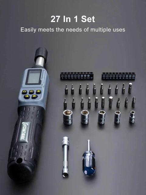 Digital Torque Screwdriver, 2.66-53.1 In-lbs/0.3-6 Nm, 1/4'' Drive Inch Pound Torque Screwdriver Electrician with bit set