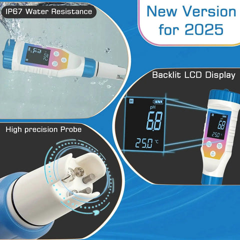 All In One Hydrogen Water Tester Meter For Hydrogen Water Bottle 7 In 1 PH H2 TMEP EC TDS ORP Salt Kit Digital Water Tester details