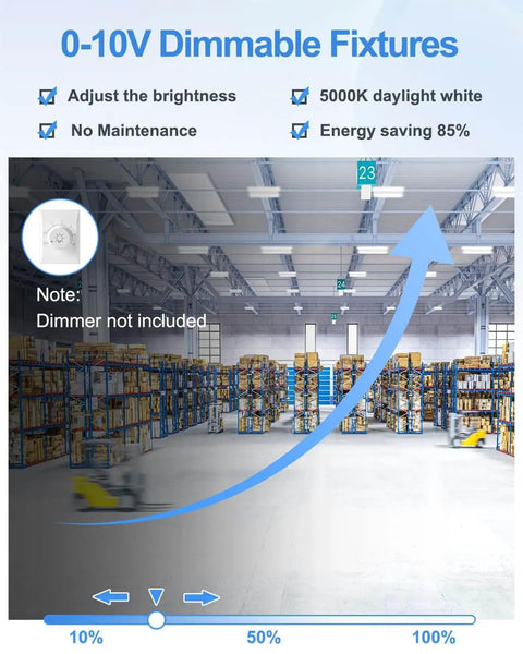 Seriously Bright 480V 300W LED Linear High Bay Light With 0 To 10V Dimming For Warehouse 45,000 Lumens 5000K installed in warehouse
