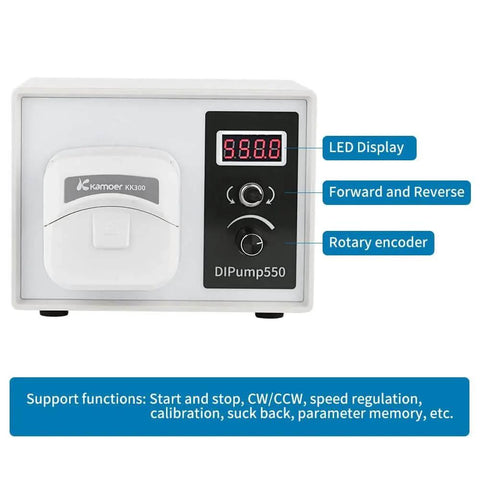 4 rotors 0-300ml/min high flow peristaltic pump with 24V stepper motor, LED display, forward-reverse controls, white body