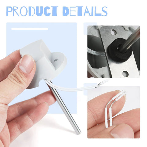Discharge air temperature sensor with stainless steel probe and white housing; two wire leads.