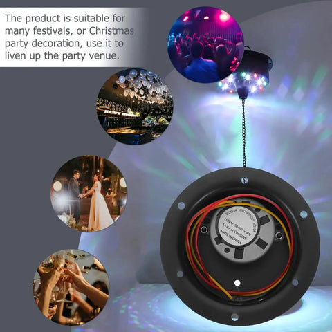 Heavy Duty Disco Ball Motor Rotator With Six Mounting Holes For Easy Secure Installation, ideal for enhancing party lighting.