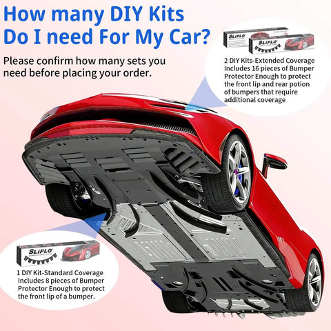 DIY Front Bumper Protector Kit With Preinstalled Tape Universal Bumper Guard for Lowered Cars shown under a red car