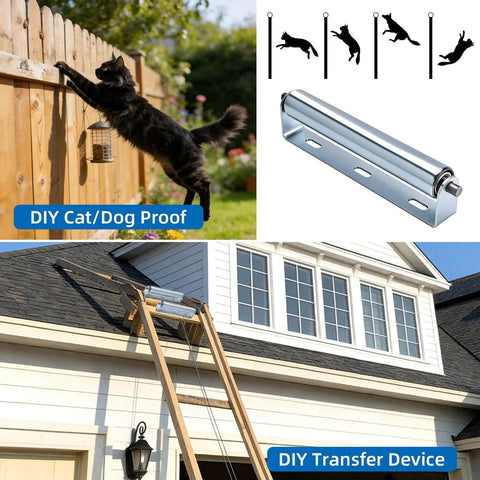 Cat-proof fence with 12" Long Rollers with Bracket 1.5" Dia Galvanized Steel Conveyor Roller for roller stands and woodworking use.