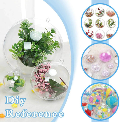 DIY decoration ideas with 50 Set 100PCS Clear Plastic Fillable Ornaments,Transparent DIY Christmas Fillable Ball,Plastic DIY Fillable Decoration Balls