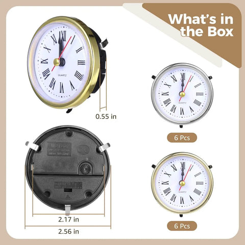 DIY Clock Making Kit With 12 Resin Clock Components In Gold And Silver, Roman Numeral Face, Battery Operated Quartz Movement