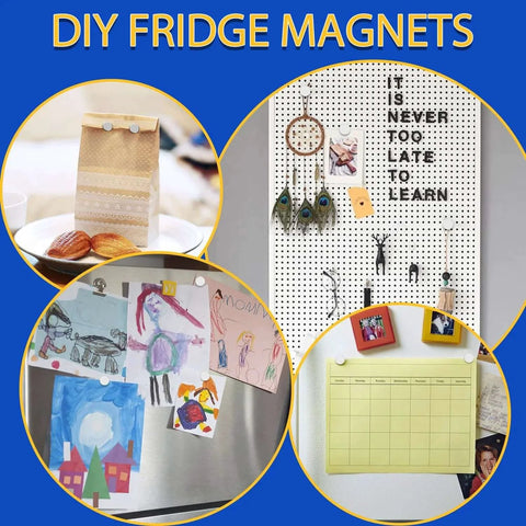 320 Pcs Small Neodymium Magnets 6x2mm Rare Earth Magnets For Whiteboards Office And School Crafts displaying DIY fridge decor.