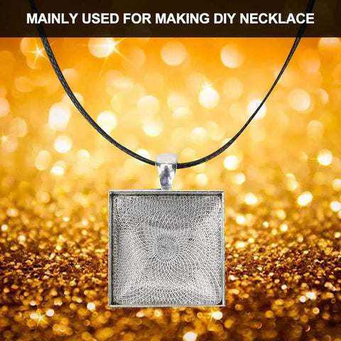 Square pendant from Necklace Base Tray Pendant Mold Kit For DIY Jewelry Making With 60 Pieces Of Metal And Plastic Shapes Durable
