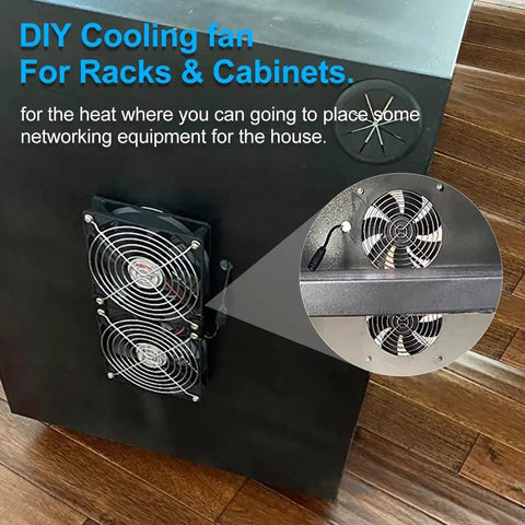 High Airflow 240mm Computer Fan Kit With Dual 120mm Fans installed on a cabinet for DIY cooling