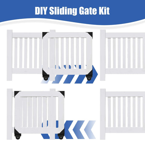 DIY sliding gate kit installation process for metal and wooden gates with smooth silent rollers for space saving operation.