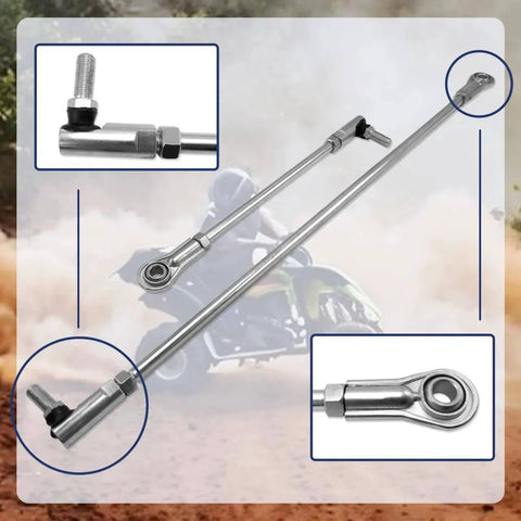 DIY Short And Long Tie Rod Kit With Ends For Go Karts 3/8-24 Replacement, showcasing assembled rods two tie rod ends.