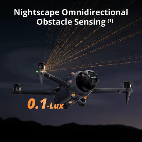 DJI Mavic 4 Pro Fly More Combo With DJI RC 2 Tri Camera Drone featuring night obstacle sensing capabilities.