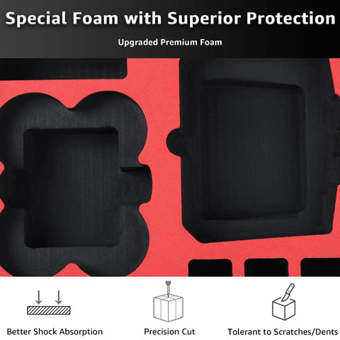 Interior foam of Travel Hard Case For DJI Neo Fly More Combo Designed To Shield The Drone And Accessories, precision cut compartments.