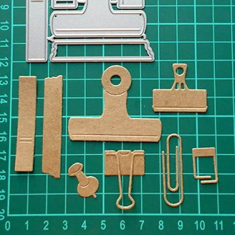 Dope Document Clips Die Cut For Card Making And Scrapbooking With Intricate Metal Cutting Design on green mat