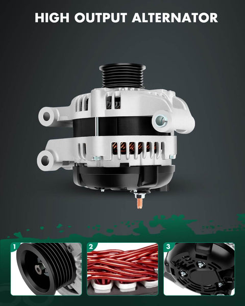 Alternator 11383 Replacement For Dodge Charger Challenger 2008 2009 2010 2.7L 3.5L 5.7L 6.1L 12V 160Amp CW 6-Groove Pulley