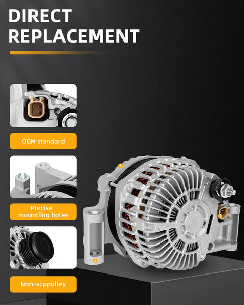 Beefed Up 12V 140Amp Replacement Alternator With 6 Groove Clutch Pulley For Dodge Avenger 2012 2.4L and Dodge Dart 2013 to 2016