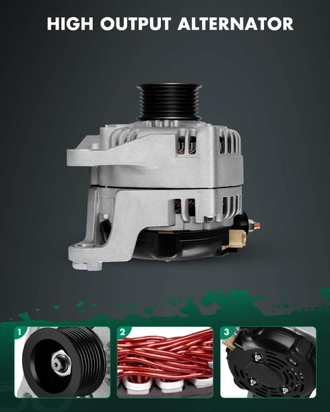Plug And Play Alternator Replacement For Dodge Durango 5.7L V8 2004 2005 2006 And Ram 1500 5.7L V8 2003 2004 2005 2006 12V 160Amp