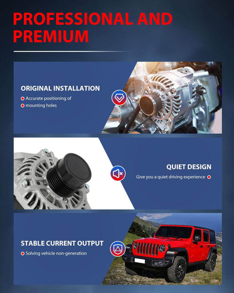 12V 160A Alternator Replacement For Dodge Journey 2.4L 2009 To 2019 And 3.5L 2009 To 2010 And 3.6L 2011 installed in vehicle engine