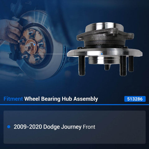 2-Pack Front Wheel Bearing And Hub Assembly For Dodge Journey 2009-2020 5 Lug With ABS Drop-In Replacement Installed