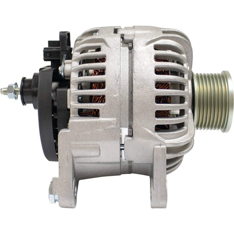 Side view of 12V 180A Clockwise Alternator Replacement For Dodge Ram 2500 2007 2008 2009 2010 And Ram 3500 2007 2008 2009 2010 External Regulator Clutch Pulley 2.469 Inch OD Replaces 334-2751 ABO0396 ABO0396-180 0124525129