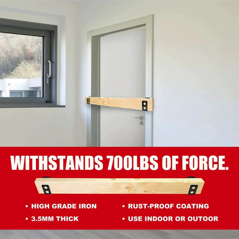 Heavy Duty 2x4 Door Barricade Brackets Set For Indoor Outdoor Use 700 Lbs Of Force Easy Install in Minutes Rust Proof Iron U