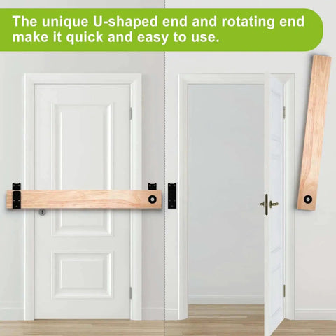 Heavy Duty 2x4 Door Barricade Brackets With Rotating Lock, 4mm Steel U Brackets For Door Reinforcement in use on white door