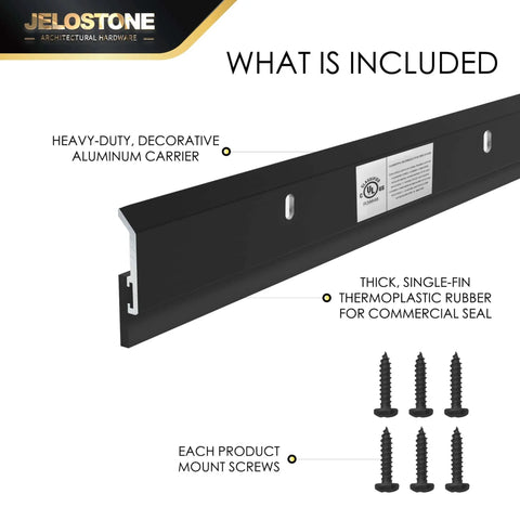 2 Pack - Commercial Door Bottom Sweep JS-N315, Heavy Duty Aluminum with Weather-Tolerant Neoprene Insert, UV-Resistant, 36", Matte Black Anodized