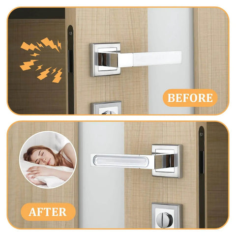 Before and after installation of 10 Pack Clear Cabinet Door Bumpers Self Adhesive Rubber Cushions For Cabinets, showing reduced noise.