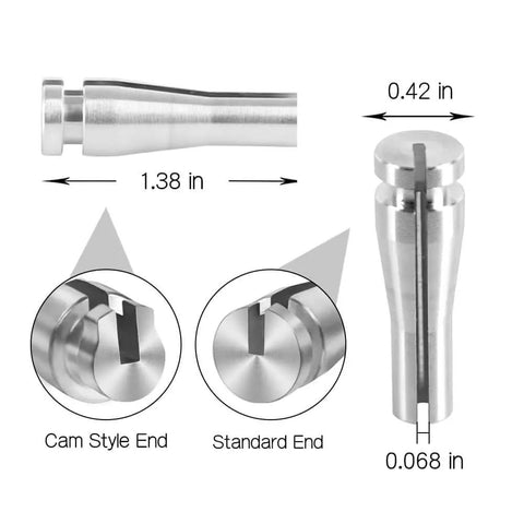 Image of Door Cable Repair Kit For Ford F Series E Series Ranger Expedition Excursion Navigator Vehicle Door Latch Cable Fix With 6 Standard Ends And 2 Locking Cam Aluminum 6061 T6 Lightweight And Easy DIY Install, showing close-up of cam style and standard end measurements.