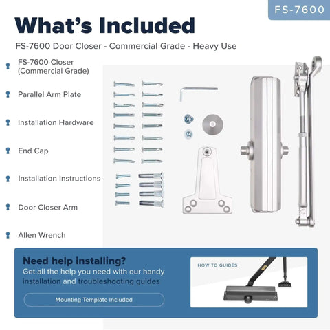 Heavy Duty Grade 1 Commercial Door Closer Auto Hydraulic Spring Hinge with installation hardware visible