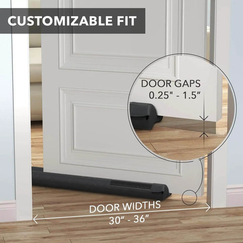 Two Sided Under Door Draft Stopper For Bottom Gap Fits 30 To 36 Inch Wide Doors With Quick Install No Drill No Tape Keeps Heat In And Cold Air Out on interior door
