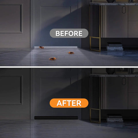 Before and after of Two Pack Under Door Draft Stopper For 30 To 36 Inch Doors, Adjustable Gap Filler And Door Seal, Easy Install