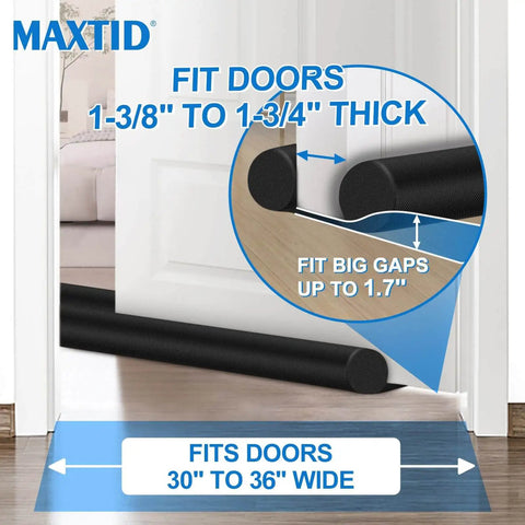 Large 36 Inch Door Draft Stopper Foam, Bottom Of Door Gap Filler And Noise Blocker under an interior door.