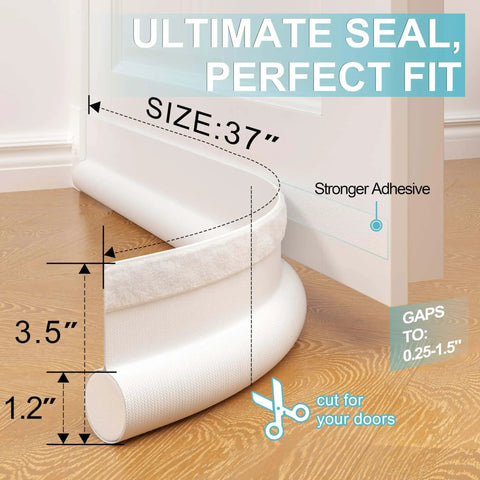 One Sided Door Draft Stopper Blocker, 37 Inch Cutable Under Door Foam Tubes, Easy Weather Stripping and Soundproof Door Sweep