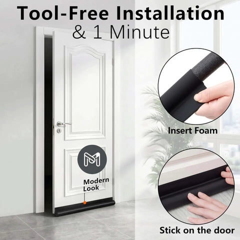 36 Inch Under Door Draft Stopper Blocker Door Sweep Keeps Cold Air Out, Cuts Noise, Light, Odor, Easy Install, foam material