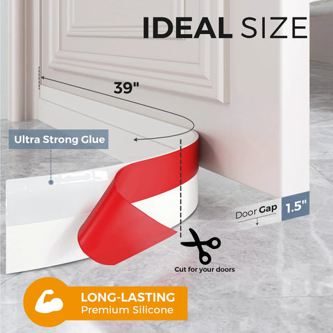 GroTheory 2-pack door draft stopper under-door sweep, white silicone seal, 2 in by 39 in