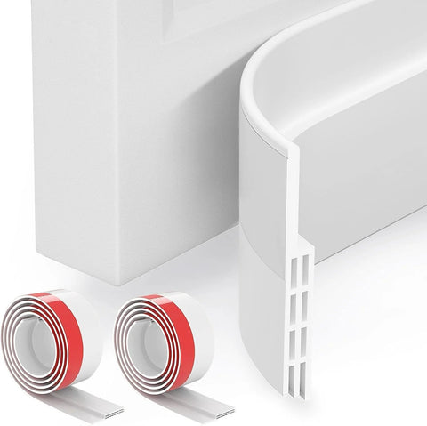 GroTheory 2-pack door draft stopper, white, 2 in x 39 in, under-door sweep with weather stripping