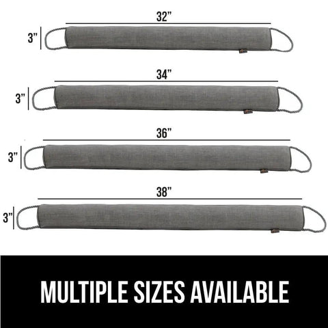 Door Draft Stopper For Bottom Of Doors Fits Gaps Up To 3 Inches, 32 Inch Gray, shown with multiple available sizes