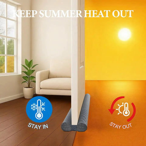 Ciieyuo all-weather door draft stopper, gray under-door seal, blocks drafts and heat transfer.