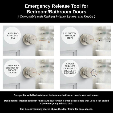 Six Pack Privacy Door Emergency Release Tool Set For Interior Bedroom And Bathroom Doors With Small Access Hole instructions