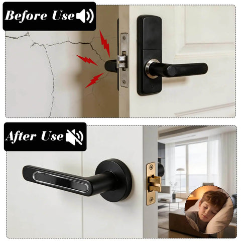 Clear Self Adhesive Cabinet Door Bumpers 40 Pack For Cabinets Drawers And Furniture Noise Dampening Soft Touch Shock Absorbent Pads To Prevent Scratches And Protect Home image showing before and after use on door