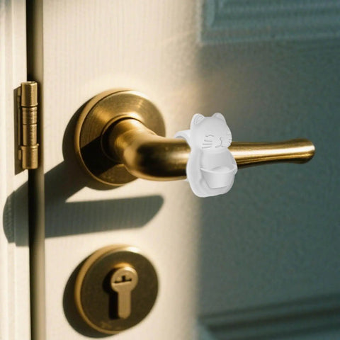 Silicone wall shield with shock absorbing cushion and noise silencer design protects doors, walls and furniture, installed on door.