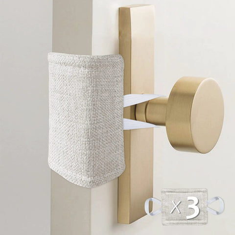 Quiet Door Closer Cushion Pack Of 3 For Nursery And Baby Rooms, Soft Padded Door Latch Cover Reducing Slams And Noise, Elastic Straps