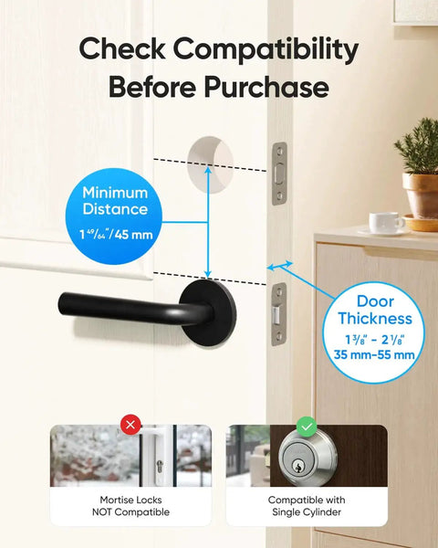 Compatibility guide for Fingerprint Keyless Entry Front Door Lock With Built In Wi Fi App Remote Control And Physical Key Backup C220.