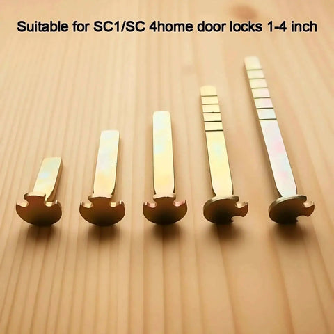 Beefy Thick Door Lock Extension Kit For Deep Doors adjustable deadbolt pieces on wooden surface, fits SC1 SC4 KW1 keyways, 1-4 inch doors